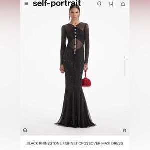Self-portrait fishnet rhinestone dress